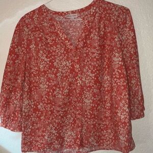 Knox Rose Red/pinkish and White Floral Blouse